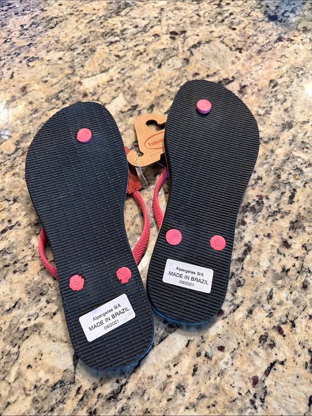 Havaianas Flip Flops - Pink Straps with Gray Leopard Footbed